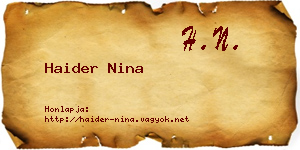 Haider Nina névjegykártya